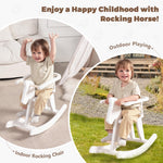 labebe - Wooden Rocking Horse, Baby Wooden Ride On Toys for 12M+, White Rocker Toy with Removable Fence, Toddler Riding Toy Indoor/Outdoor, Nursery Birthday Gift