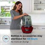 Baby Brezza Baby Bottle Sterilizer and Dryer Machine – Electric Steam Sterilization - Universal Fit - Pacifiers, Glass, Plastic, and Newborn Feeding Bottles, Red