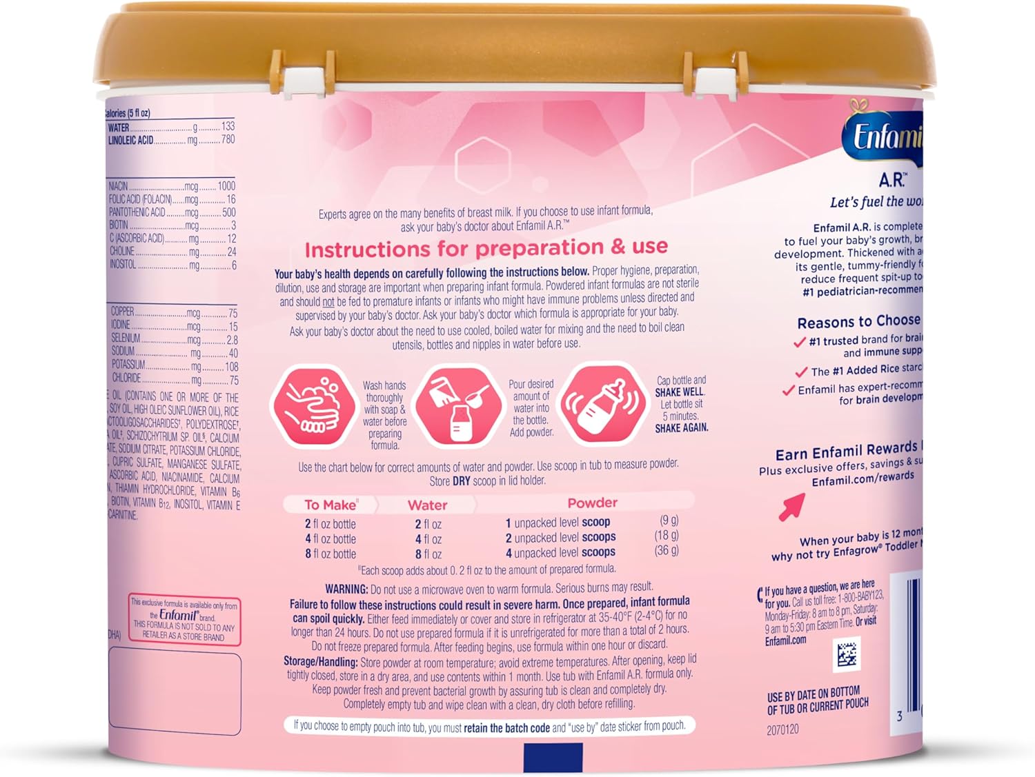 Enfamil A.R. Baby Formula, Added Rice Starch Formula to Reduce Reflux & Spit-Up, DHA for Brain Development, Probiotics to Support Digestive & Immune Health, Baby Milk, 19.5 Oz