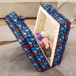 100% Cotton Lining Portable Foldable Toddler Travel Bed - Soft Foam Floor Bed with Washable Cover, Safe and Comfortable Toddler Crib, Ocean Blue