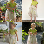 PATPAT Girl's Tulle Dress Tutu Party Birthday Poster Formal Fancy Flower Princess Dresses Green 6-7 Years