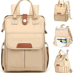 Diaper Bag Backpack, Large Capacity with Insulated Pockets Travel Water-Resistant Baby Bag for Mom Dad with Magnetic Buckle, Khaki