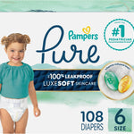 Pampers Pure Protection Baby Diapers, Size 5 (27+ lbs), 132 Count, Up to 100% Leakproof, Premium Plant-based Skin Protection, Hypoallergenic Soft Diapers