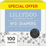 LILLYDOO Diapers - Size 2 (9-18 lbs), Half-Monthly Supply (100 Count), Skin-Friendly, Ultrasoft, Chlorine-Free & Absorbent Baby Diapers