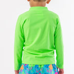 RUGGEDBUTTS® Baby/Toddler Boys Long Sleeve Rash Guard Swim Shirt w/UPF 50+ - Neon Honeydew, 3-6m