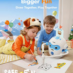QIBOX Drawing Robot for Kids, 4-in-1 Draw/Learn/Spell/Music Interactive Educational Robot Drawing Machine with 100 Cards & 12 Color Pens,Learning Toys for 3 4 5 6 7 8 Year Old Boys Girls Birthday Xmas