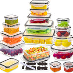 40 PCS Food Storage Containers with Lids Airtight (20 Lids &20 Containers) - Leakproof Meal-Prep Containers for Kitchen Storage Reusable Plastic Microwave/Dishwasher Safe with Labels & Pen