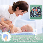 Wegreeco Cloth Diapers 6 Pack with Inserts & Wet Bag, Washable Reusable Diapers for Babies, One Size Adjustable (Monster Style)