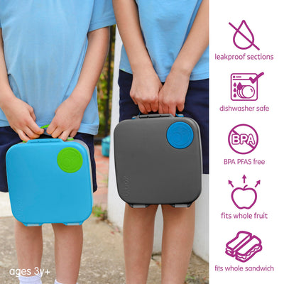 b.box Lunch Box for Big Eaters All Ages - 8.5 Cup Leak Proof Bento Box with 4 Compartments, School Lunch Container with Ice Pack, Dishwasher Safe, BPA-Free, PFAS-Free - Blue Slate