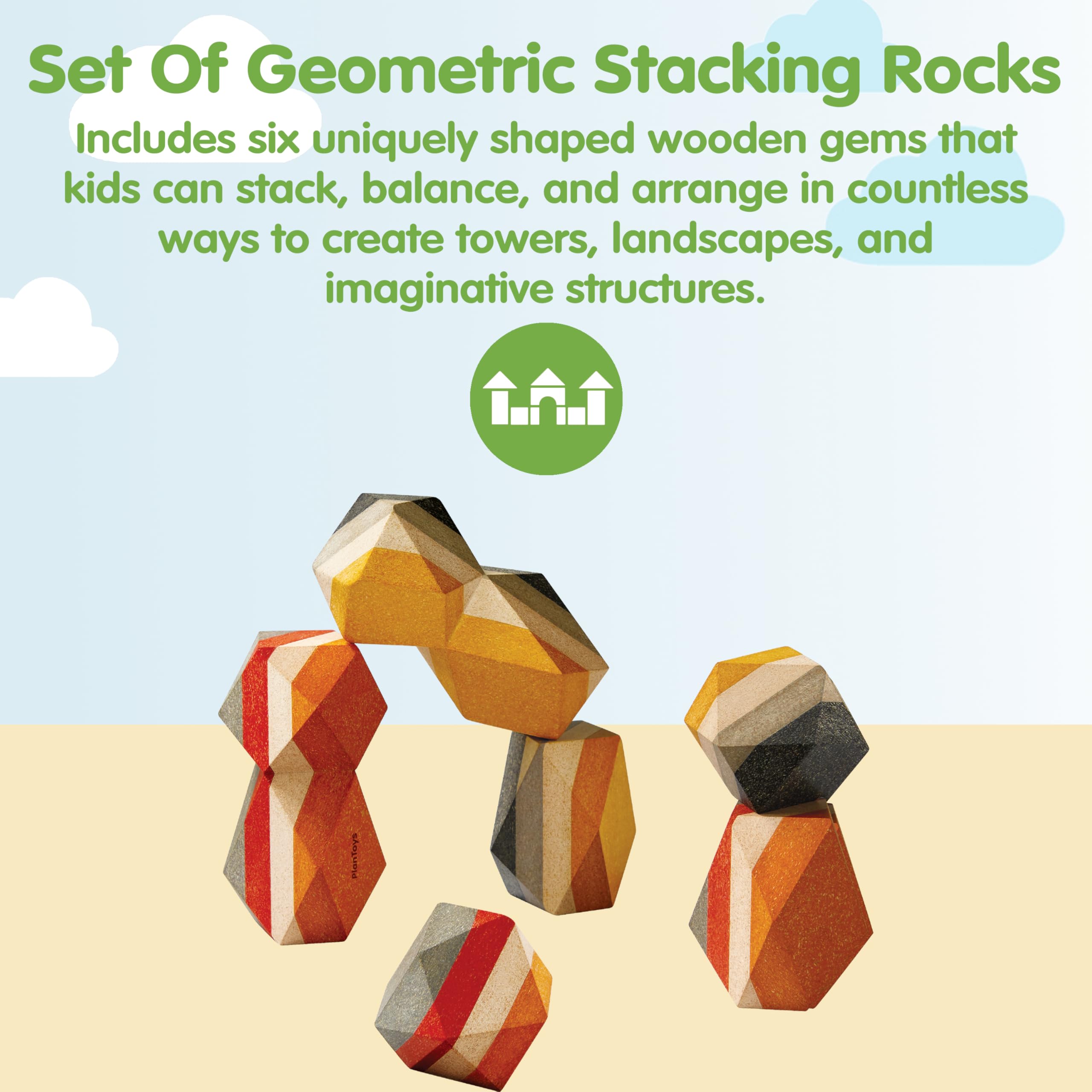 PlanToys® Geo Stacking Rock Wooden Montessori Balancing and ...