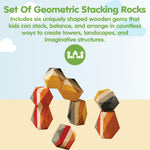 PlanToys® Geo Stacking Rock Wooden Montessori Balancing and Fine Motor Toy | Creative Thinking, Coordination and Early Problem Solving Activity | Eco Friendly Educational Open Ended Play Set