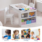GABHX Kids Art Table and Chair Set, 3-in-1 Easel & Craft Table for Coloring Drawing Painting, Kids Art Desk Includes 6 Paint Cups, 6 Storage Bins & Paper Roll Holder