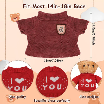 Fuyamp 10 Pcs Bear Clothes Tee Doll Clothes Bear Hoodie Sweater Fit 14-18 Inches Bears Include Cute Clothes Glasses Hat Kawaii Plush Doll Clothes DIY Bear Toy
