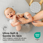 2-Pack Waterproof Crib Mattress Protector Cover Fitted - Quiet Baby Crib Mattress Pad Sheets, 52" x 28" Soft Quilted Cotton Baby Sheet, Machine Washable, Easy Fit, Durable (Pearl Gray/Mavy)