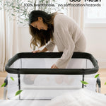Fodoss Baby Bassinet Bedside Sleeper with Wheels and Storage Tray,4-Sided Mesh Bedside Bassinet for Infant/Newborn,7 Height Adjustable Easy Folding Bedside Crib