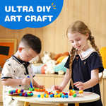 YPLUS Pompoms Art Crafts Kits, Toddler DIY Sensory Montessori Activities Box for Kids Ages 1-3 2-4 3-5, Finger Motor Art Supplies - Theme Food