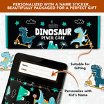 Decorably Pop Up Multifunction Dinosaur Pencil Case With Calculator for Boys, with Sharpener, Pen Slots, Mini Drawer and 2 Main Compartments with Magnetic Closure - Back to School Gift for Kids