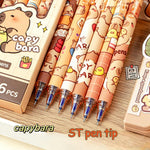 JUNJAKU 12 Pcs Capybara Pens, Cute Erasable Retractable Pen Erasable Gel Ink Cartoon 0.5mm Fine Point Blue Ink Pen Cartoon Writing Pen (12-pack capybara pens)