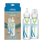 Dr. Brown's glass baby bottles with packaging on a white background