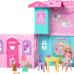 Barbie Chelsea Toy Dollhouse with 15+ Accessories, Pop-Up House Expands to 17+ x 13+ inches with 5 Play Areas & Slide, Includes Small Doll & Pet Dog