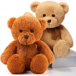 HyDren 2 Pack Plush Bear Stuffed Animals 18 Inch Cuddly Stuffed Bear Plushies with Bow for Birthday Gifts Baby Shower Party Favor Decors(Beige, Light Brown)