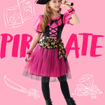 Spooktacular Creations Halloween Costumes for Girls, Kids Pirate Costume, Magenta Pirate Dress for Toddler Girls Halloween Princess Role Play Parties(Medium(8-10 yrs))