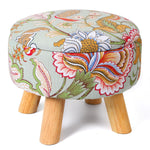 Round Storage Ottoman with Reversible Tray Lid, 12.7 "W x 10.6 "H Upholstered Footrest Pouf with Anti-slip & Scratch-resistant Foot Pads, Stain-Resistant Fabric Pouf, for Living Room, Bedroom, Dorm