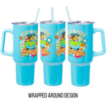 Silver Buffalo Scooby Doo Mystery Machine Featuring Shaggy, Velma, Fred and Daphne Stainless Steel Tumbler with Handle and Straw, Fits in Standard Cup Holder, 40 Ounces