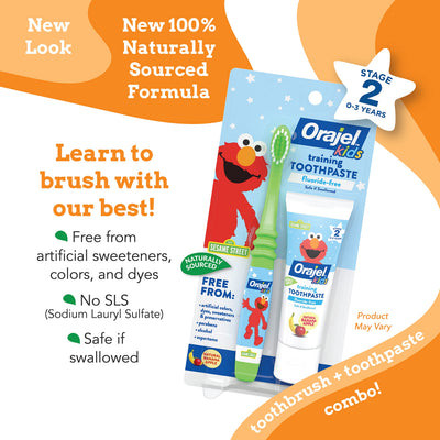Orajel Naturals Fluoride-Free Toothpaste and Toothbrush for Ages 0-3, 1 Oz