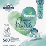 Pampers Baby Wipes Aqua Pure, 99% Water Based Wipes, Hypoallergenic and Unscented Infant Wipe, 336 Total (6 Flip-Top Packs)