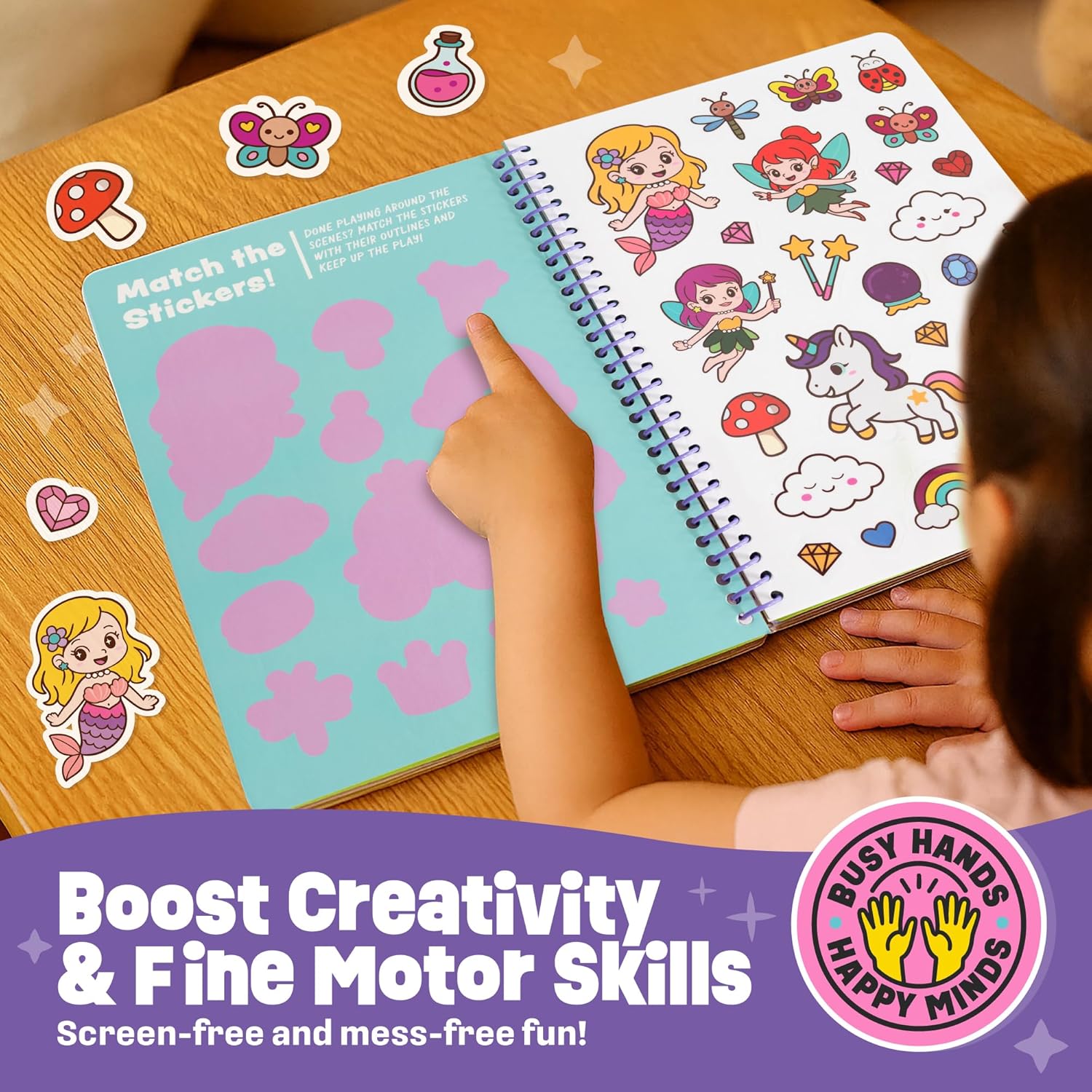 Unicorn Sticker Book - 50 Reusable Stickers for Girls - Unicorn Toys for Ages 3-5, No Mess Travel Activities, Girls Easter Basket Stuffers & Gift Ideas - Reusable Sticker Books for Toddlers 1-3 2-4