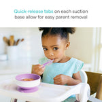 Munchkin Stay Put Munchkin Suction Baby Bowls with Lids - Dishes for Babies and Toddlers, Self-Feeding Bowl Set for Kids 6+ Months, 3 Pack, Pink/Purple