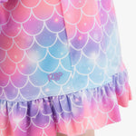 RuffleButts Girls Swim Bow Skirt Cover-Up - Shimmer Mermaid Tale, 2T/3T