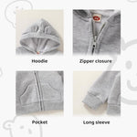 Happy Town Baby Clothes for Girls Boys Clothes Solid Color Zipper Hoodie and Pants Set Infant Fall Winter Outfits