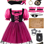 Spooktacular Creations Halloween Costumes for Girls, Kids Pirate Costume, Magenta Pirate Dress for Toddler Girls Halloween Princess Role Play Parties(Medium(8-10 yrs))