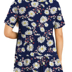 Xpenyo Women Tiered Maternity Top Fashion Short Sleeve Casual Pregnancy Blouse Shirts Navy Blue Daisy S