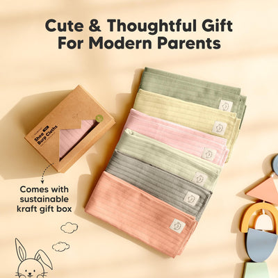 KeaBabies Organic Cotton Burp Cloths Baby Girl, Boy - 6-Pack Large Burping Clothes for Babies, Spit Up Rags, Super Soft & Absorbent Newborn Wash Towels, Gender Neutral, Non-Shrink (Stria, Embrace)