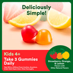 SmartyPants Kids Multivitamin & Fiber Gummies: Prebiotic Fiber to Support Kids Digestion with Vitamin D3, C, Vitamin B12, B6, A, Zinc, Biotin, Folate, Three Fruit Flavors, 90 Count (30 Day Supply)