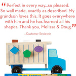 Melissa & Doug Shape-Sorting Wooden Dump Truck Toy with 9 Colorful Shapes and 2 Play Figures Wooden Vehicle Toys, Shape Sorter Toys for Toddlers Ages 2+