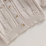 Newborn Baby Girls Knit Cardigans Long Sleeve Crewneck Hollow Knit Thin Sweater Toddler Button Tops Coat Outwear (Apricot-Doll Collar, 6-12 Months)