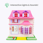 Boley American Doll House - 21 Pc Kids & Toddler Toy House Playset with Furniture, Dolls, Lights & Sounds, Foldable Portable Dollhouse for Girls & Boys