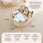 BEBE BASK Premium Baby Diaper Caddy Organizer - Handmade & Award-Winning Scalloped Rattan Basket - Luxury Diaper Caddy Basket - Elegant Scalloped Edge (Natural)