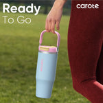 CAROTE 3-Pack Insulated Stainless Steel Water Bottles with Upgraded Leakproof Tech, Car Holder Fit & Scratch-Resistant, 32/32/40 oz Travel Straw Tumblers Set for Home/Car/Outdoor (Macaron)