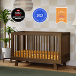 Babyletto Hudson 3-in-1 Convertible Crib with Toddler Bed Conversion Kit in Natural Walnut, Greenguard Gold Certified