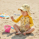 Lefyira Baby Boys Girls Swimsuit Bee Outfit Zipper Bathing Suit Rash Guard Long Sleeve Swimwear Striped Summer Clothes (15 Yellow, 18-24 Months)