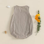 Kuriozud Unisex Newborn Baby Boy Girl Summer Clothes Sleeveless Bubble Romper Jumpsuit Overall Shorts Infant Clothing (Plaid Khaki, 3-6 Months)