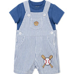 Little Me Clothes for Baby Boys' Baseball Shortall, Blue Stripe, 18 Months