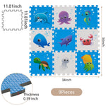 PLAY 10 Puzzle Play Mat, Foam Floor Tiles, Children’s Foam Puzzle Mat Baby Floor Play Mat 34×34 Inches Sea World 9 Pieces, Edge Tooth A