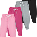 Resinta 4 Pack Girls' and Toddler Sweatpants Kids Active Jogger Pants Girls Casual Pull On Pants with Drawstring Pockets