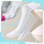 Coziwill Baby Toddler Socks Tights Soft Cotton Cable Knit Girl Tights Leggings 1-2T 3 Pack (Black+Grey+White, M)